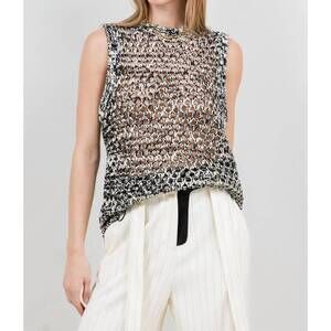 NEW WHITEROOM+CACTUS two tone gradient knitted sweater vest in lemon black